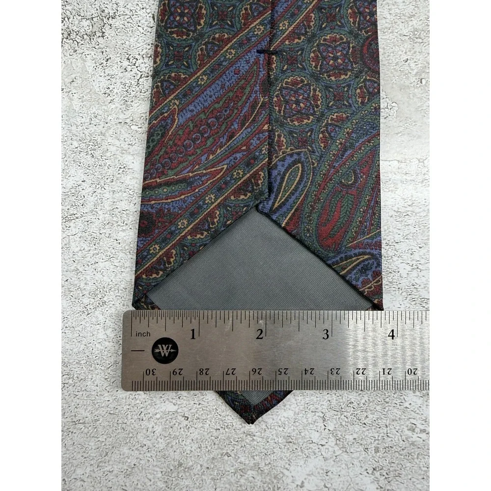 ROHDE-ROYCE Tie Mens One Size Green 100% Silk Pointed Paisley Jacquard